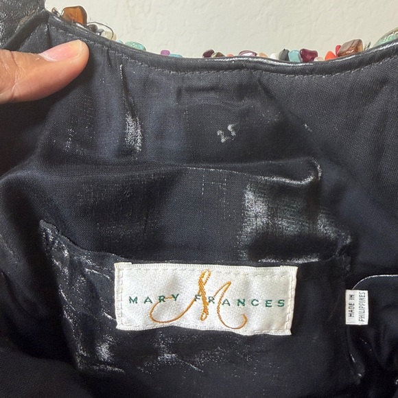 Mary Frances Beaded Fringe Hobo Tote Bag Black Multicolor - Picture 7 of 7